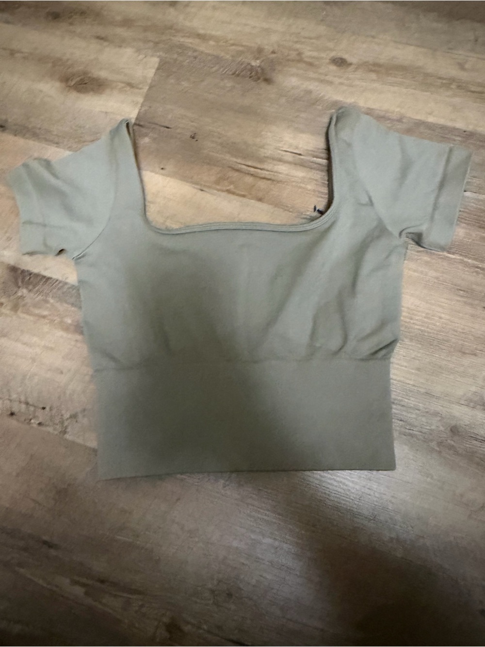 Guess Sage Green Square-Neck Crop Top